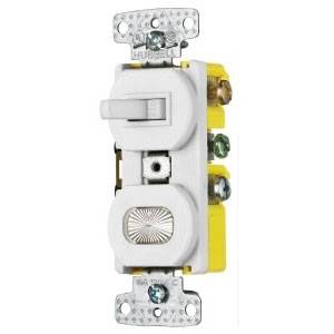 Wiring Device-Kellems RC309W 3-Way Combination Toggle Switch, 120 VAC, 15 A, 1800 W