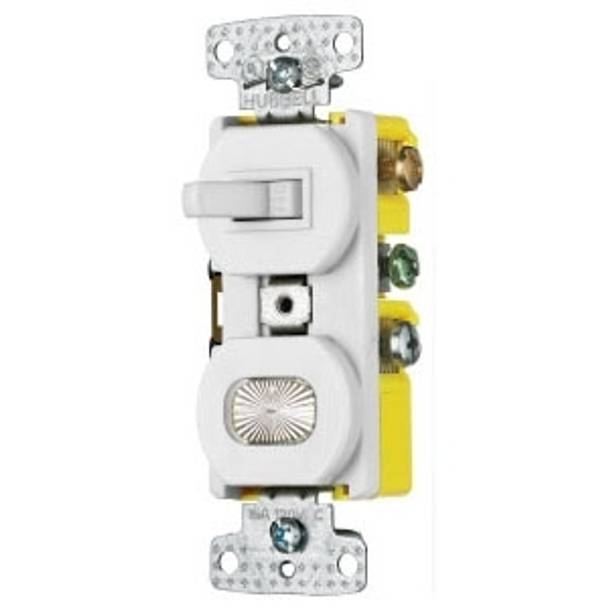 Wiring Device-Kellems RC309W 3-Way Combination Toggle Switch, 120 VAC, 15 A, 1800 W