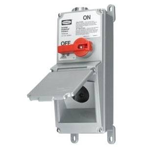 600 VAC 3-Phase, 30 A, Hubbell Wiring Device-Kellems SEHBL3 Hubbellock® Switched Enclosure Receptacle, 3-Pole, Gray,