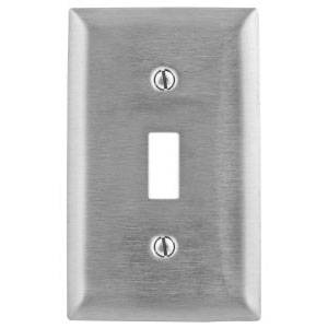 1-Gang, Hubbell Wiring Device-Kellems SS1L Wallplate, Stainless Steel