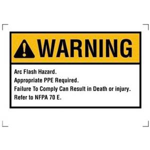 5" x 3-1/2", Legend: Warning, Ideal Industries Inc. 44-892 Flash Protection Label and Sign, Black Legend
