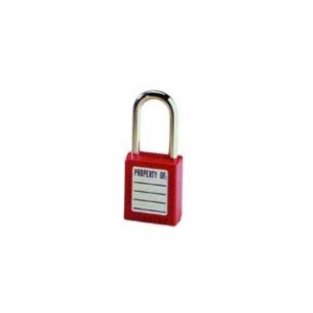 1-1/2", 1/4" Dia Shackle, Ideal Industries Inc. 44-916 Safety Lockout Padlock, Red