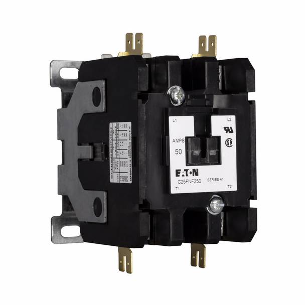 EATON C25FNF350B Non-Reversing Definite Purpose Contactor With Metal Mounting Plate, 208 to 240 VAC at 50/60 Hz V Coil, 50 A Inductive/65 A Resistive, 3 Poles