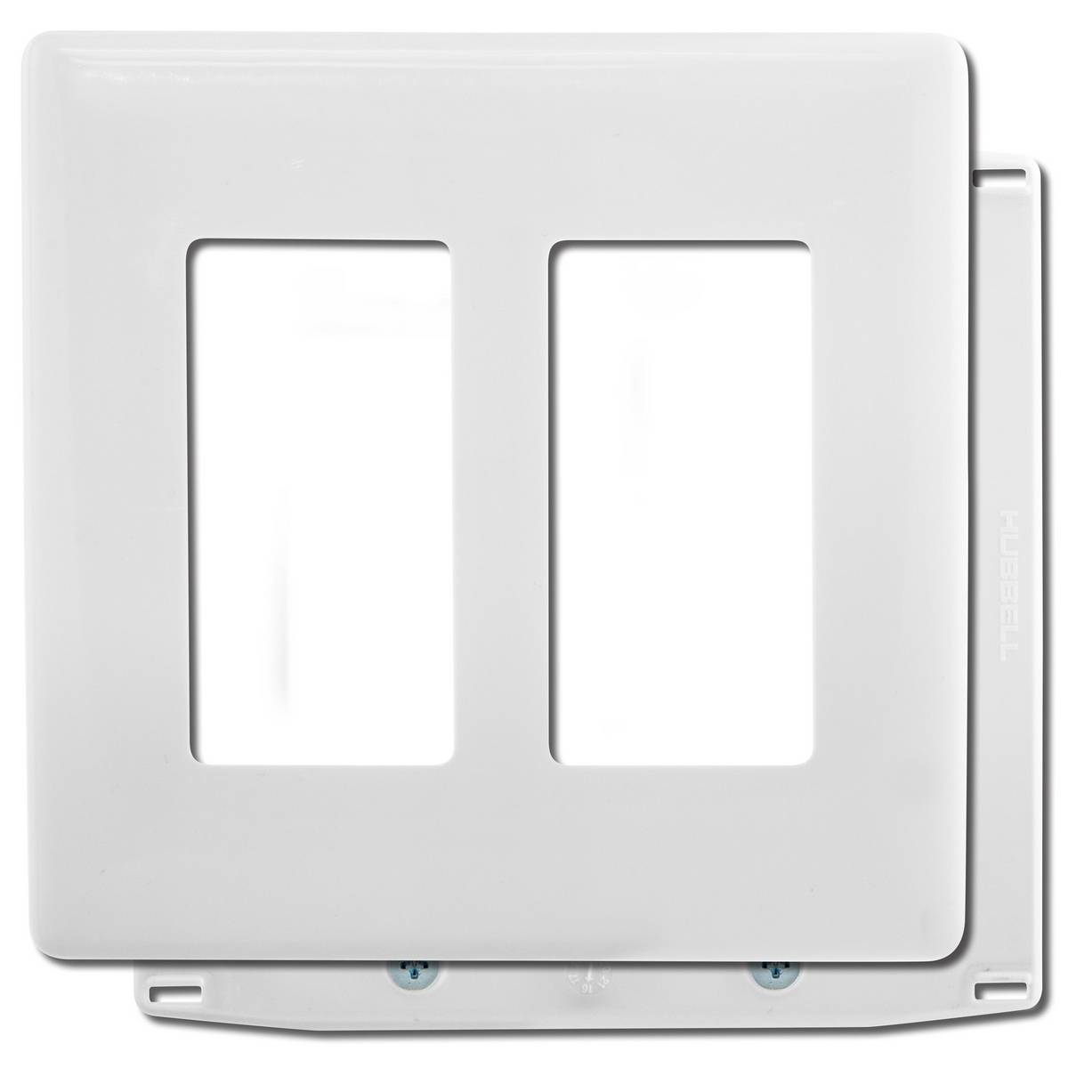 Wiring Device-Kellems NPS262W Non-Metallic Standard Decorator Wallplate, 2 Gangs, 4.81 in W x 0.25 in D x 4.75 in H, Polycarbonate, White