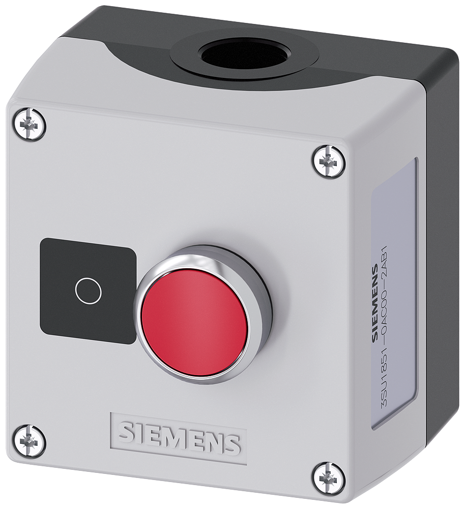 Siemens SIRIUS ACT 3SU18510AC002AB1 Round Pushbutton Control Station w/ Recess for Label, 5 to 500 VAC/VDC, 10 A, 1NC Contact, NEMA 1/2/3/3R/4/4X/12/13/IP66/IP67/IP69/IP69K NEMA Rating