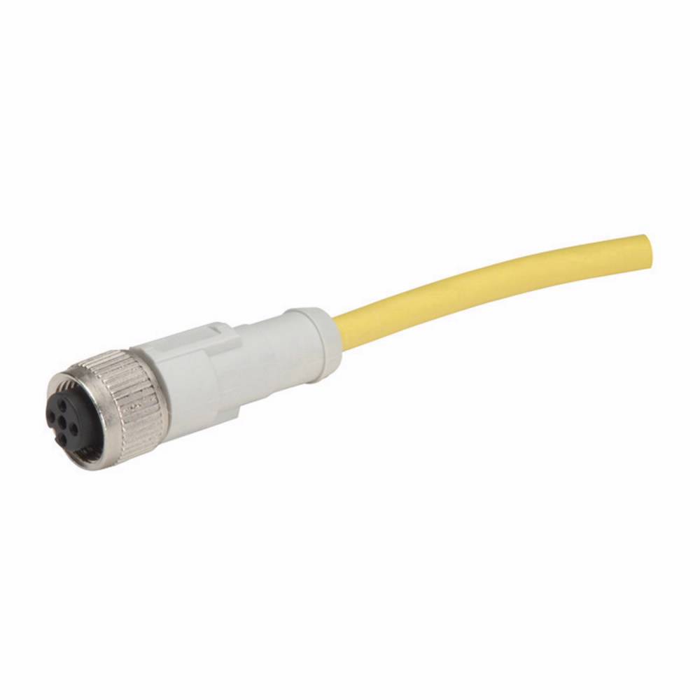 EATON CSAS4A4CY2202 Global Plus Single End Cable Connector, 4-Pin AC Micro Straight Female Connector, 6-1/2 ft L Cable, Dual Keyway