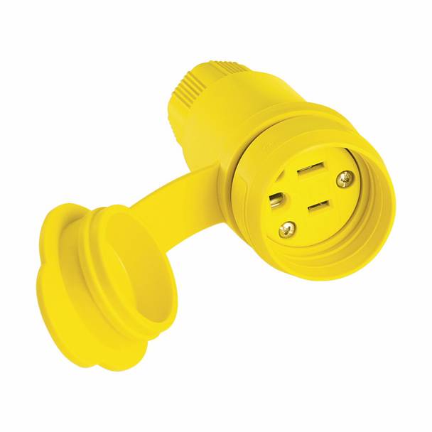 EATON Arrow Hart 15W47 Watertight Straight Blade Connector, 125 VAC, 15 A, 2 Poles, 3 Wires, Yellow
