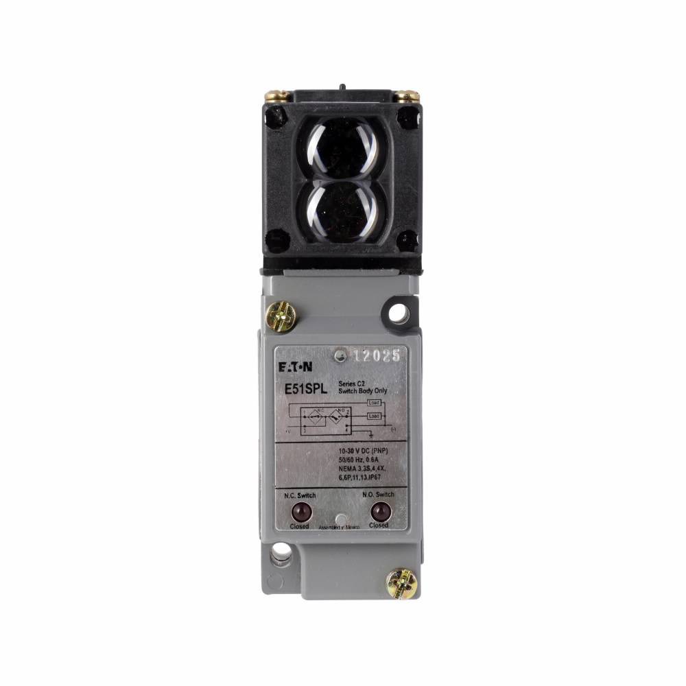 EATON E51SPL Switch Body, Inductive Proximity Photoelectric Sensor, 10 to 30 VDC, 1NC-1NO Output, 600 mA Output, 4-Wire Wiring
