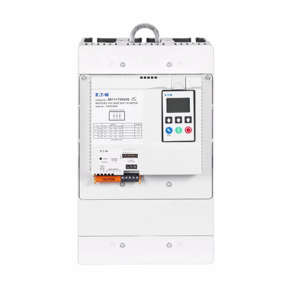 EATON S811+T30N3S Non-Combination T-Frame Soft Starter With Digital Interface Module, 21.6/26.4 VAC V Coil, 3 Poles, NEMA 0/1/3R/4/4X/7/9/12 Enclosure