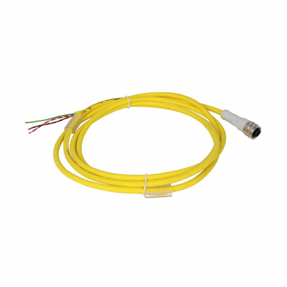 EATON CSAS3F3RY2202 Global Plus Photoelectric Sensor Cordset, 3-Pin AC Micro Straight Female Connector, 6-1/2 ft L Cable