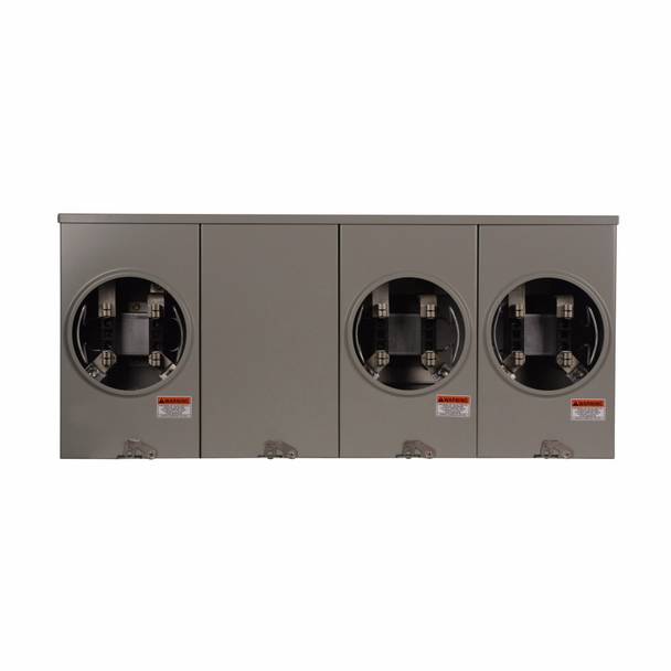 EATON Cutler-Hammer 1004404BCH 3-Wire 3-Position Horizontal Ganged Single Meter Socket With Horn Bypass, 600 VAC, 200 A, 1 Phase