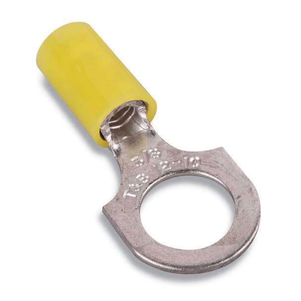 Sta-Kon® RC703 RC Series Insulated Ring Terminal, 12 to 10 AWG Conductor, 1.21 in L, Insulation Grip Sleeve Barrel, Copper, Yellow