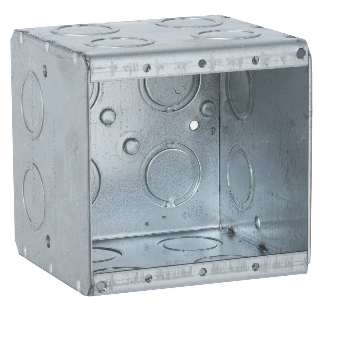 RACO® 696 Non-Gangable Masonry Box, Steel, 45 cu-in Capacity, 2 Gangs, 2 Outlets, 24 Knockouts