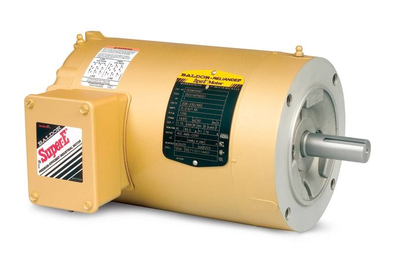 Baldor-Reliance VENM3546T Continuous Duty Type 3524M AC Motor, Totally Enclosed Fan Cooled Enclosure, 1 hp, 230/460 VAC, 60 Hz, 3 ph Phase, 143TC Frame, 1745 rpm Speed, C-Face/Footless/Rigid Base Mount