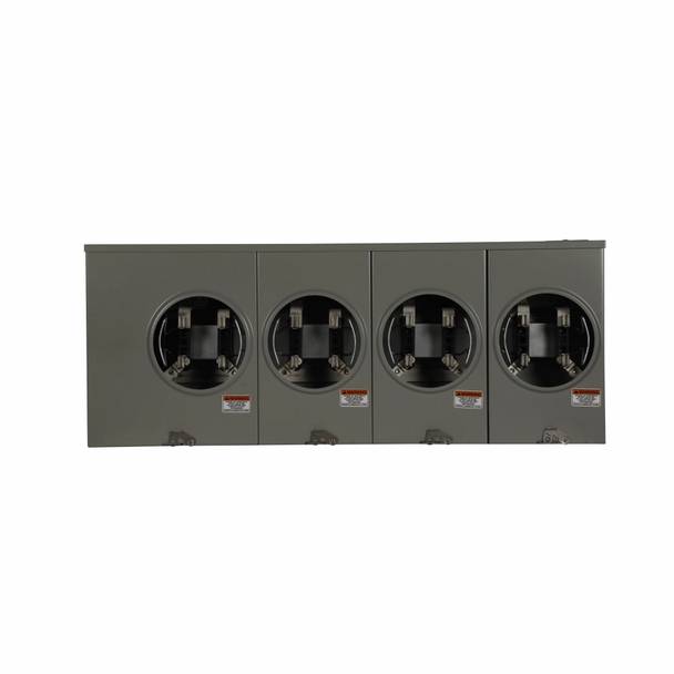 EATON Cutler-Hammer 1004405ACH 3-Wire Horizontal Ganged Multi-Position Single Meter Socket With Horn Bypass, 600 VAC, 100 A, 1 Phase