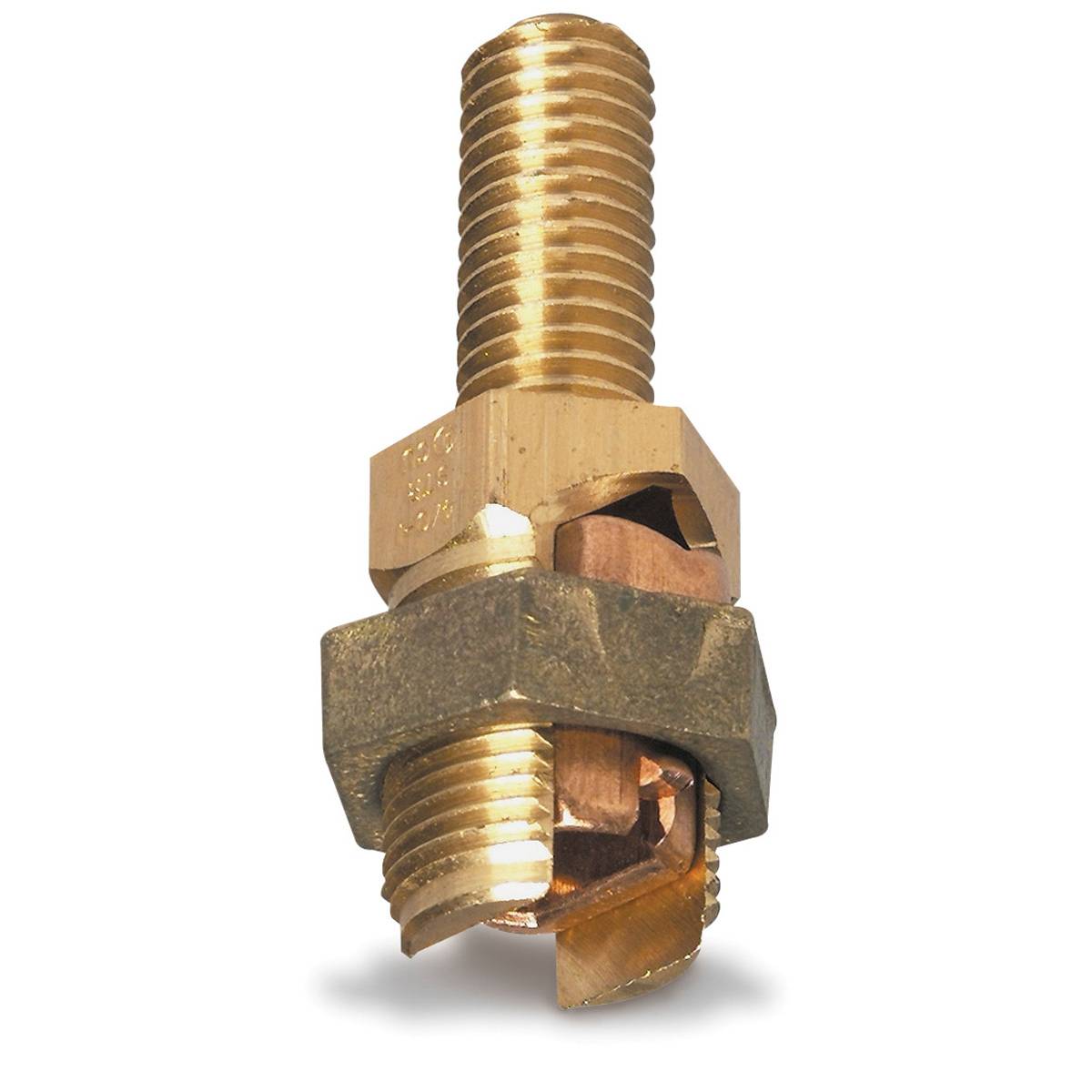 Blackburn® E-Z Ground® SP0DL Type SP Long Stud Mechanical Grounding Service Post Connector, 2 Conductors, 12 to 8 AWG Conductor, 1/4-20 x 1 in Stud, Bronze Alloy/Copper