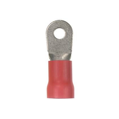 Panduit® Pan-Term® PV2-14R-XY Loose Piece Ring Terminal, 2 AWG Conductor, 1.96 in L, Brazed Seam/Funnel Entry/Internal Serration Barrel, Copper, Red