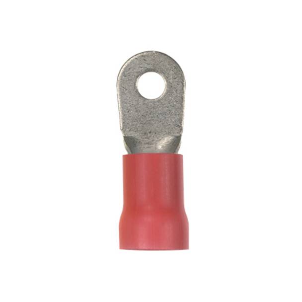 Panduit® Pan-Term® PV2-14R-XY Loose Piece Ring Terminal, 2 AWG Conductor, 1.96 in L, Brazed Seam/Funnel Entry/Internal Serration Barrel, Copper, Red