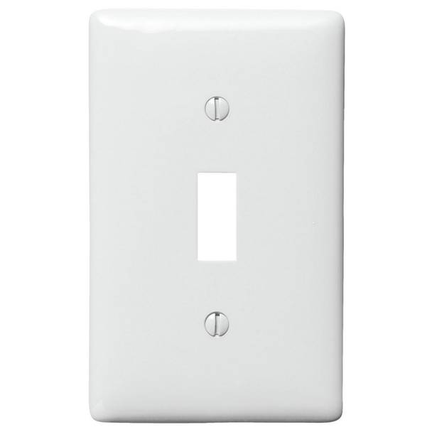 Wiring Device-Kellems NP1W Standard Wallplate, 1 Gang, White, 4.62 in H x 2.87 in W x 0.25 in D, Nylon (Discontinued by Manufacturer)