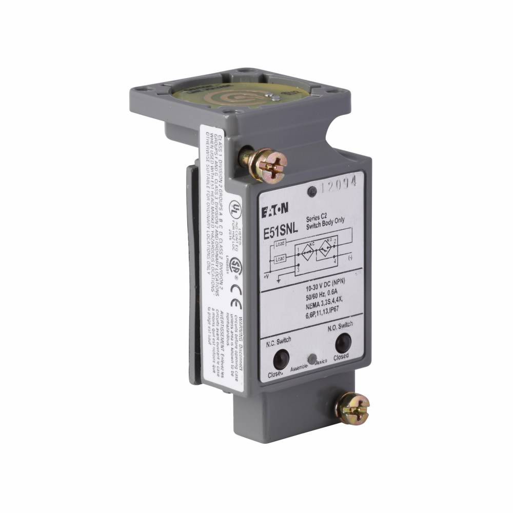 EATON E51SNL Switch Body, Inductive Proximity Photoelectric Sensor, 10 to 30 VDC, 1NC-1NO Output, 600 mA Output, 4-Wire Wiring