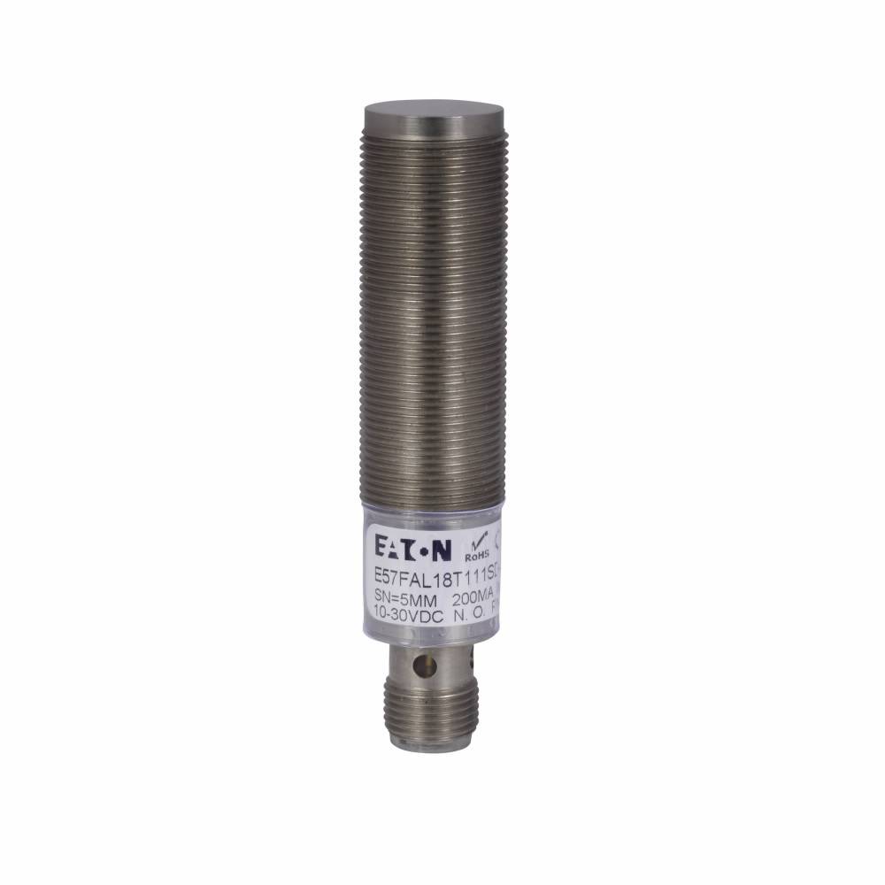 EATON E57FAL18T111SD-M E57 Small Diameter 3-Wire Metal Face Shielded Tubular Proximity Sensor, Inductive, PNP Open Collector Output, 1NO Contact, 10 to 30 VDC