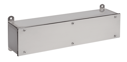 nVent HOFFMAN F4418SCSS F24 Series Angled Wiring Trough, 18 in L x 4 in W x 5-1/2 in H, Threaded Cover, 304 Stainless Steel