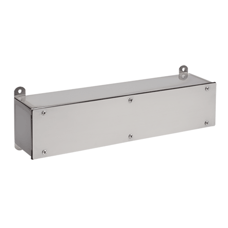 nVent HOFFMAN F121236SCSS F24 Series Angled Wiring Trough, 36 in L x 12 in W x 13-1/2 in H, Threaded Cover, 304 Stainless Steel