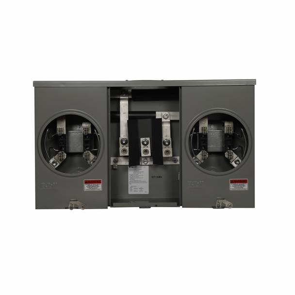 EATON 1004418ACH 2-Position 3-Wire Horizontal Ganged Horn Bypass Meter Socket, 600 VAC, 200 A, 1 ph Phase