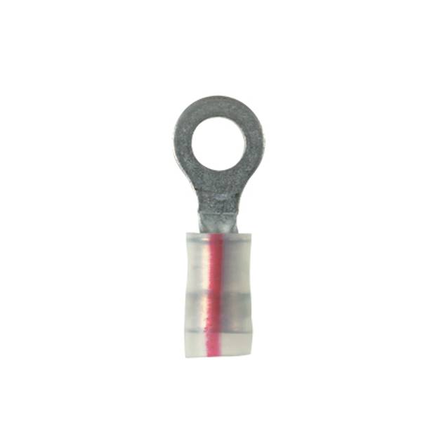 Panduit® Pan-Term™ PK18-14R-C Type PK-R Ring Terminal, 16 AWG Conductor, 1.1 in L, Brazed Seam/Insulation Grip Sleeve/Internal Serration/Standard Barrel, Copper, Red