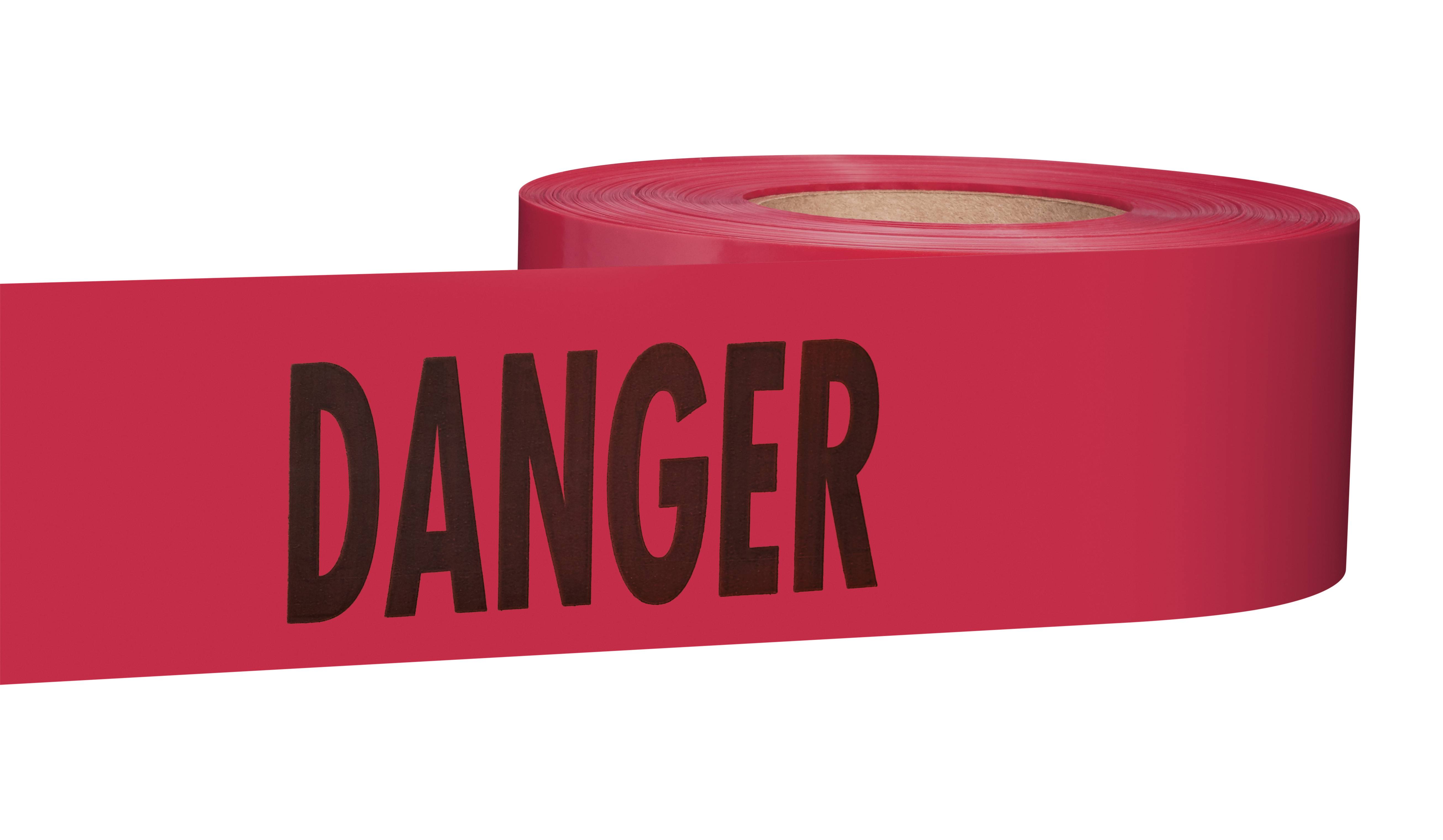 Empire® 77-1004 Barricade Tape, Red with Black Ink, 1000 ft L x 3 in W, Danger Legend, Durable Plastic