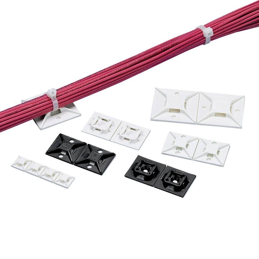 Panduit® ABM112-S6-C Cable Tie Mount, 4-Way, Threaded Mount, 0.19 in W Tie, Nylon 6.6/Polyamide, White