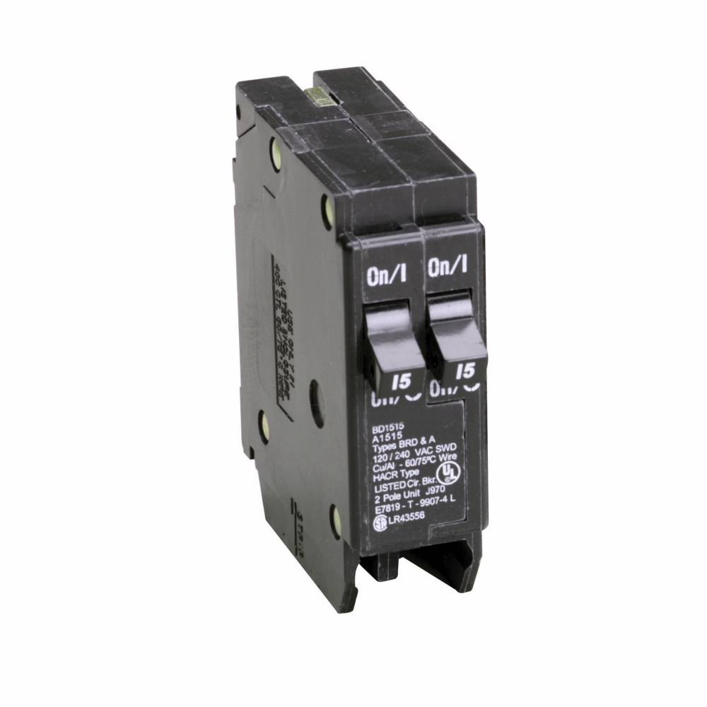 EATON BD1515 Type BD Duplex Circuit Breaker, 120 VAC, (2) 15 A, 10 kA ...