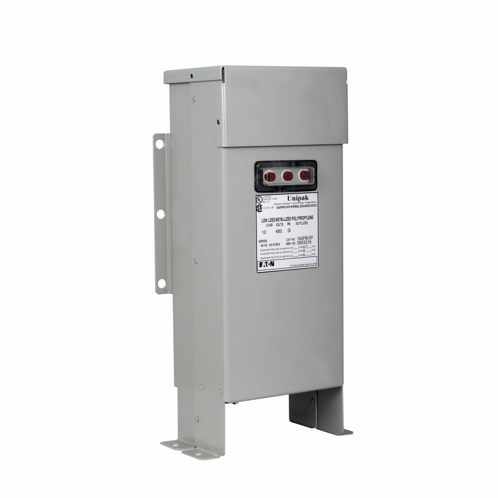 EATON Unipak™ 10023PMURF 3-Phase Low Voltage Fixed Capacitor Bank, 100 kVAR Power Rating, 240 VAC, 240 A, Steel