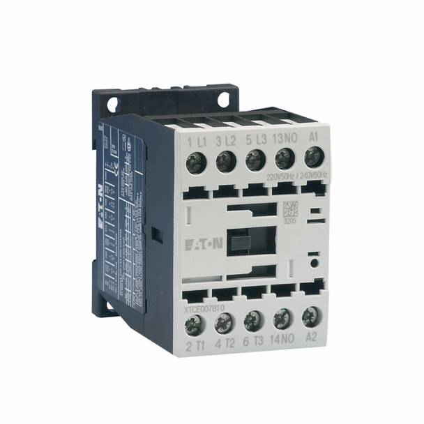 EATON XTCE009B10T Full Voltage Non-Reversing IEC Contactor, 24 VAC V Coil, 9 A, 1NO Contact, 3 Poles