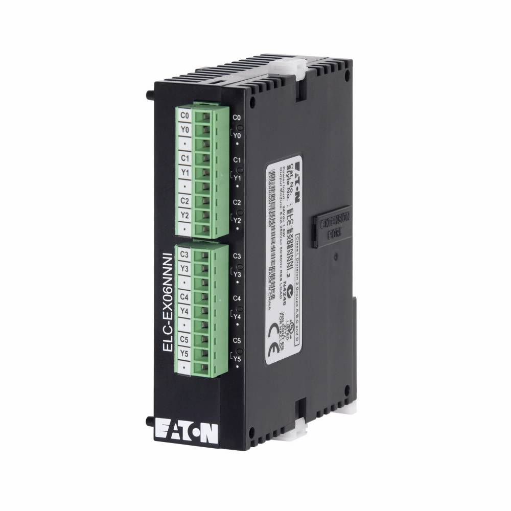 EATON ELC-EX06NNNI Right Side Bus Digital Expansion Module Telephone Coaxial Jack, 24 VDC, 70 mA, 6 Inputs, 6 Outputs