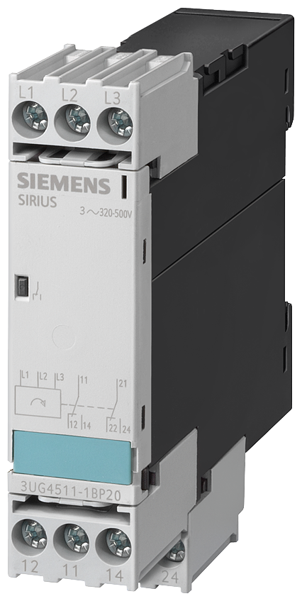 Siemens 3UG4511-1AQ20 Analog Phase Sequence Monitoring Relay, 420 to 690 VAC, 3 Pin, 1NC-SPST Contact