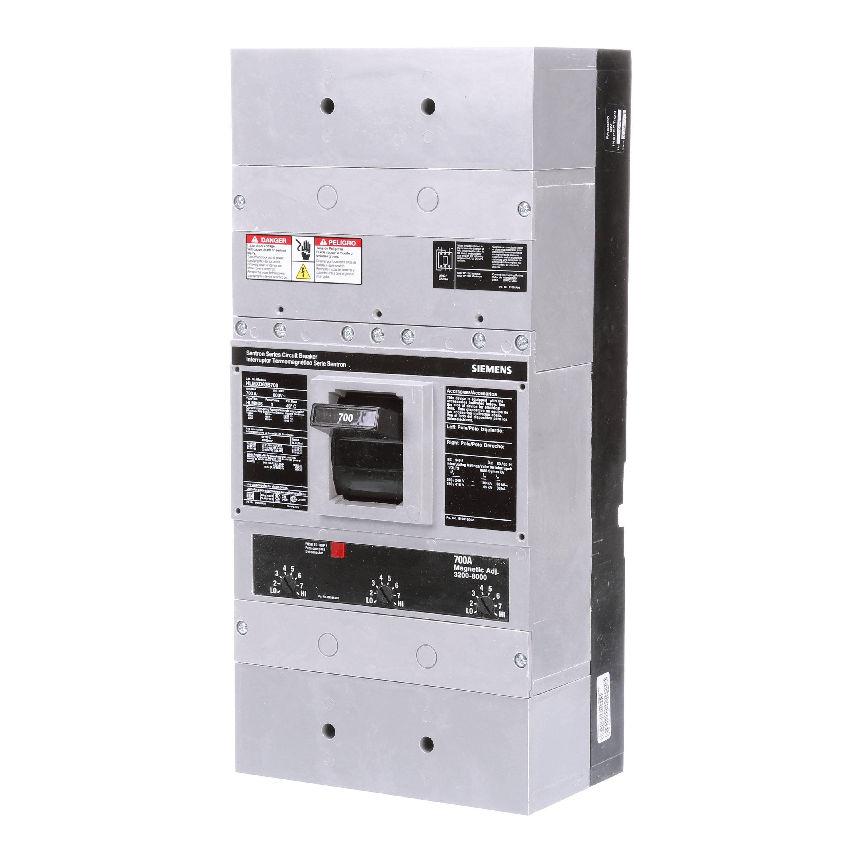 Siemens Sentron™ Speedfax™ HLMXD63B700 Type HLMXD6 Low Voltage Molded ...