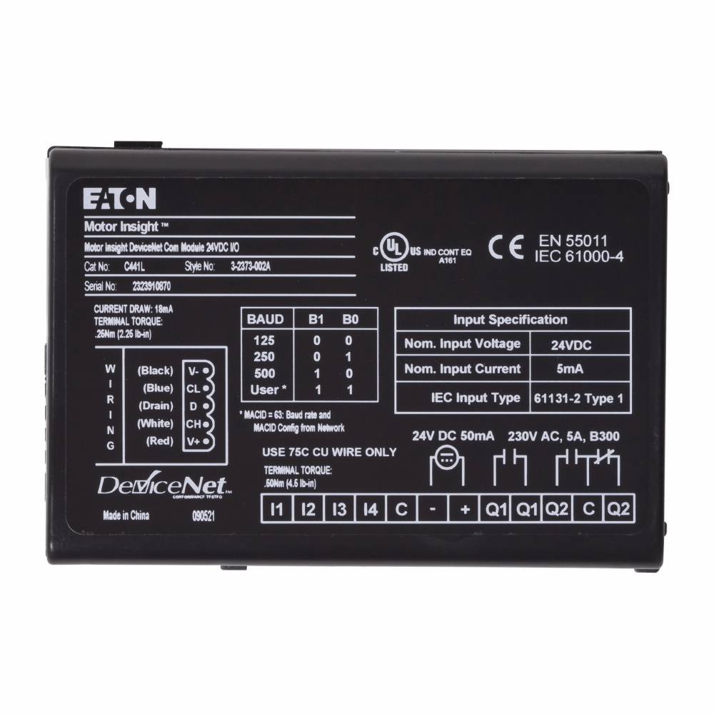 EATON C441L DeviceNet Communication Module, 24 VDC, Relay Output