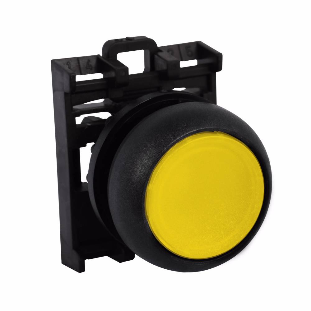 EATON RMQ-Titan® M22S-DL-Y Modular Illuminated Pushbutton Operator, 22.5 mm, Flush Button Operator, Momentary Contact, Yellow