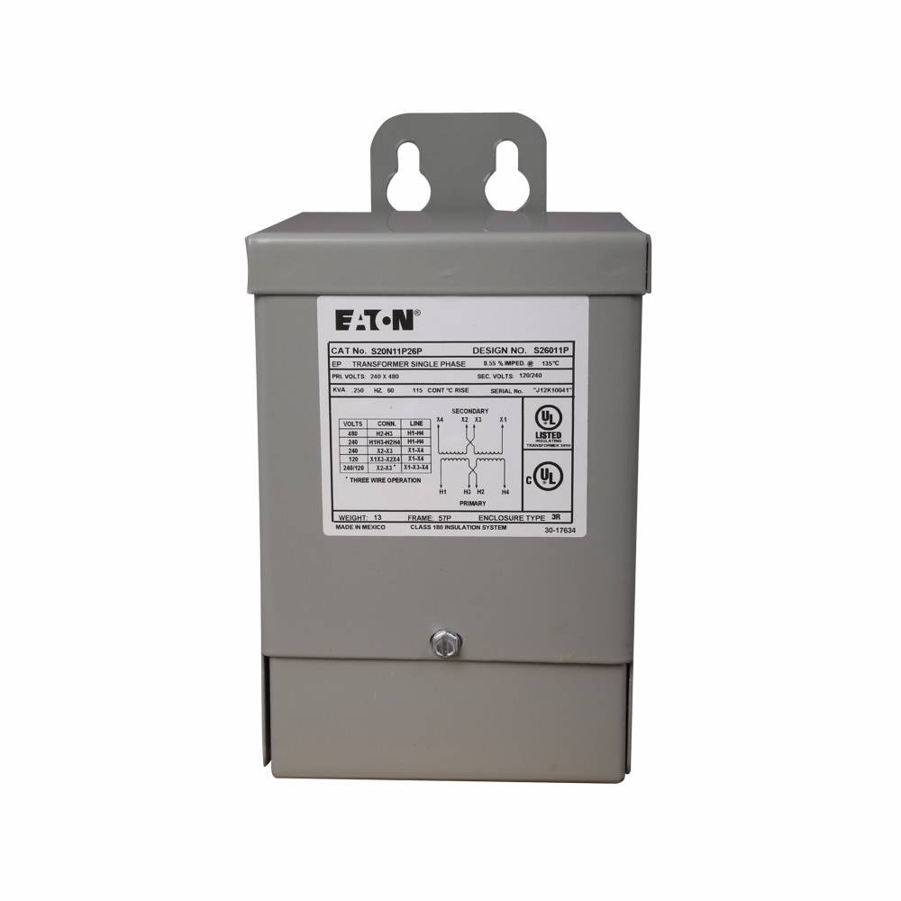EATON S10N04A81N Type EP Encapsulated Buck and Boost Transformer, 120/240 VAC Primary, 12/24 VAC Secondary, 0.05 kVA Power Rating, 60 Hz, 1 ph Phase