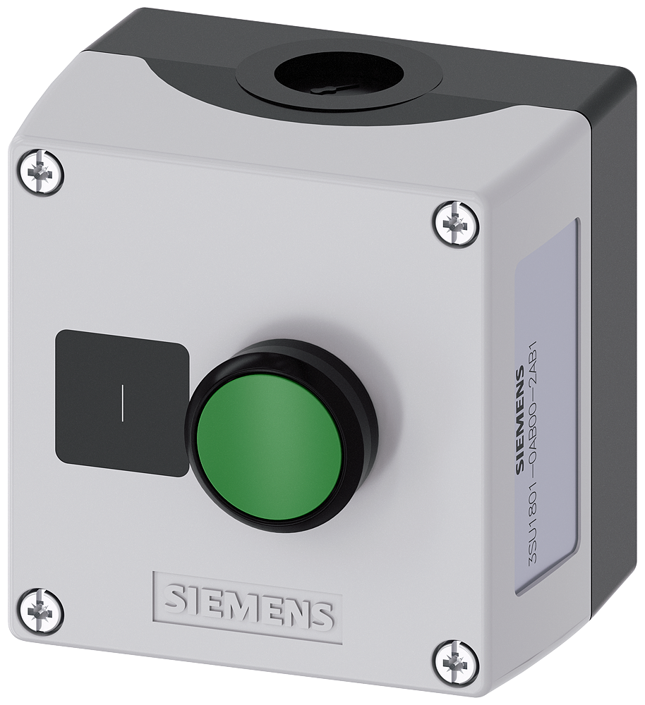 Siemens SIRIUS ACT 3SU18010AB002AB1 Round Pushbutton Control Station w/ Recess for Label, 5 to 500 VAC/VDC, 10 A, 1NO Contact, NEMA 1/2/3/3R/4/4X/12K/13/IP66/IP67/IP69/IP69K NEMA Rating