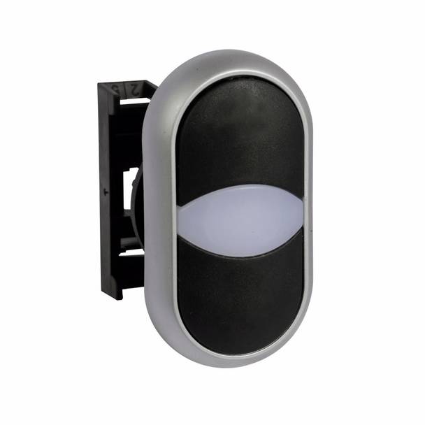 EATON RMQ-Titan® M22-DDL-S-ETCH Double Illuminated Modular Pushbutton Operator, 22.5 mm, Extended Button/Light Operator, 2 Heads, Black