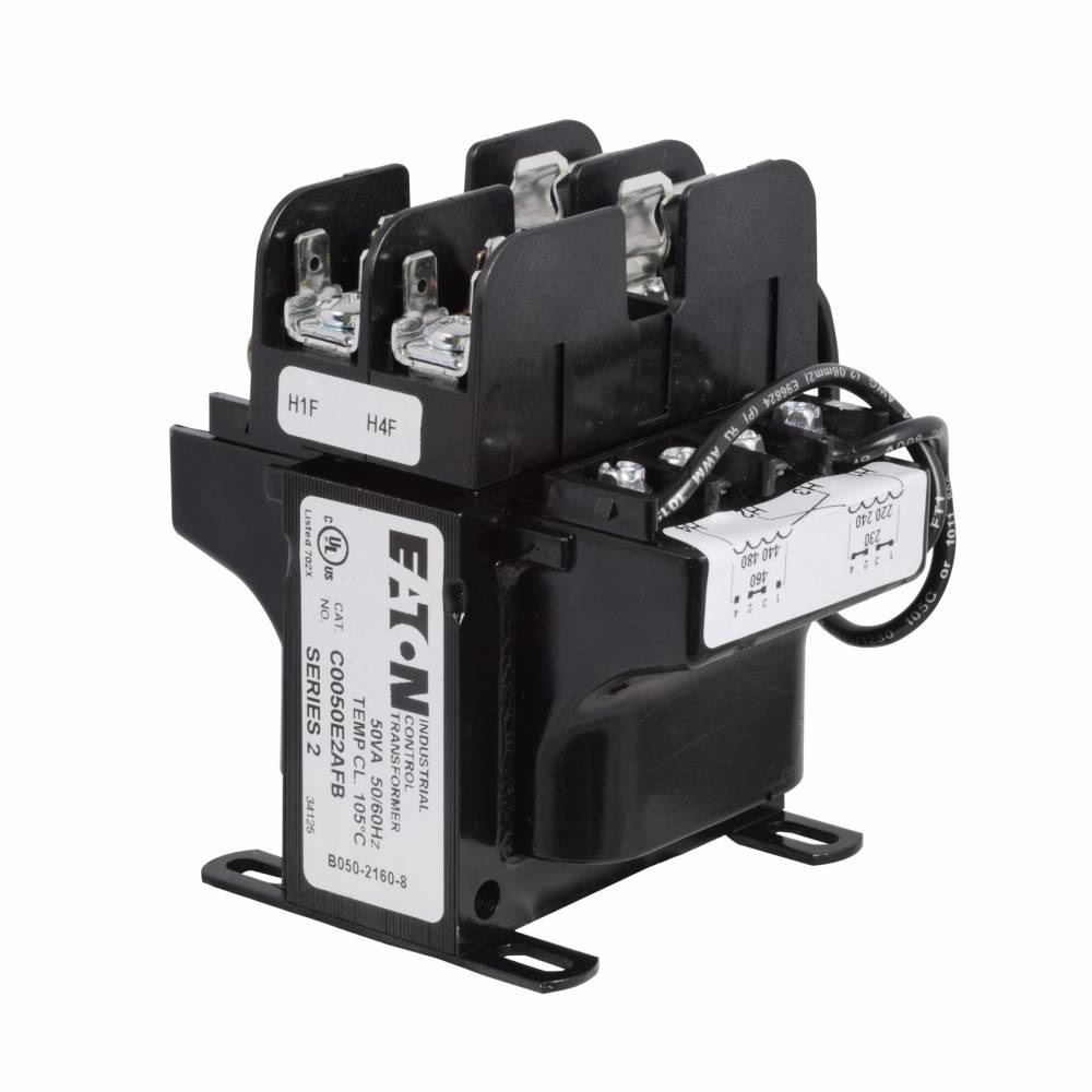 EATON C0100E2AFB Type MTE Control Transformer, 240/480, 220/440, 230/460 V Primary, 120/115/110 V Secondary, 100 VA Power Rating, 50/60 Hz, 1 ph Phase