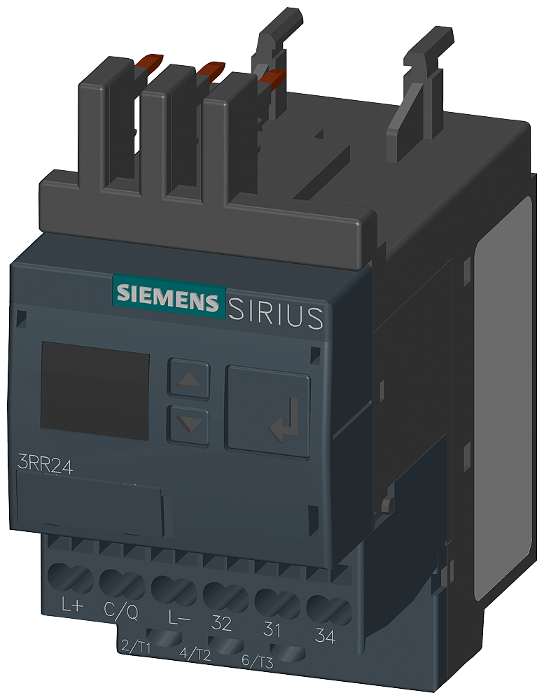 Siemens SIRIUS 3RR24412AA40 3-Phase Adjustable Digital Current Monitoring Relay w/ IO-Link Interface, 24 VDC, 1.6 to 16 A, 1CO Contact