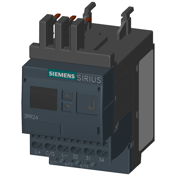 Siemens SIRIUS 3RR24412AA40 3-Phase Adjustable Digital Current Monitoring Relay w/ IO-Link Interface, 24 VDC, 1.6 to 16 A, 1CO Contact
