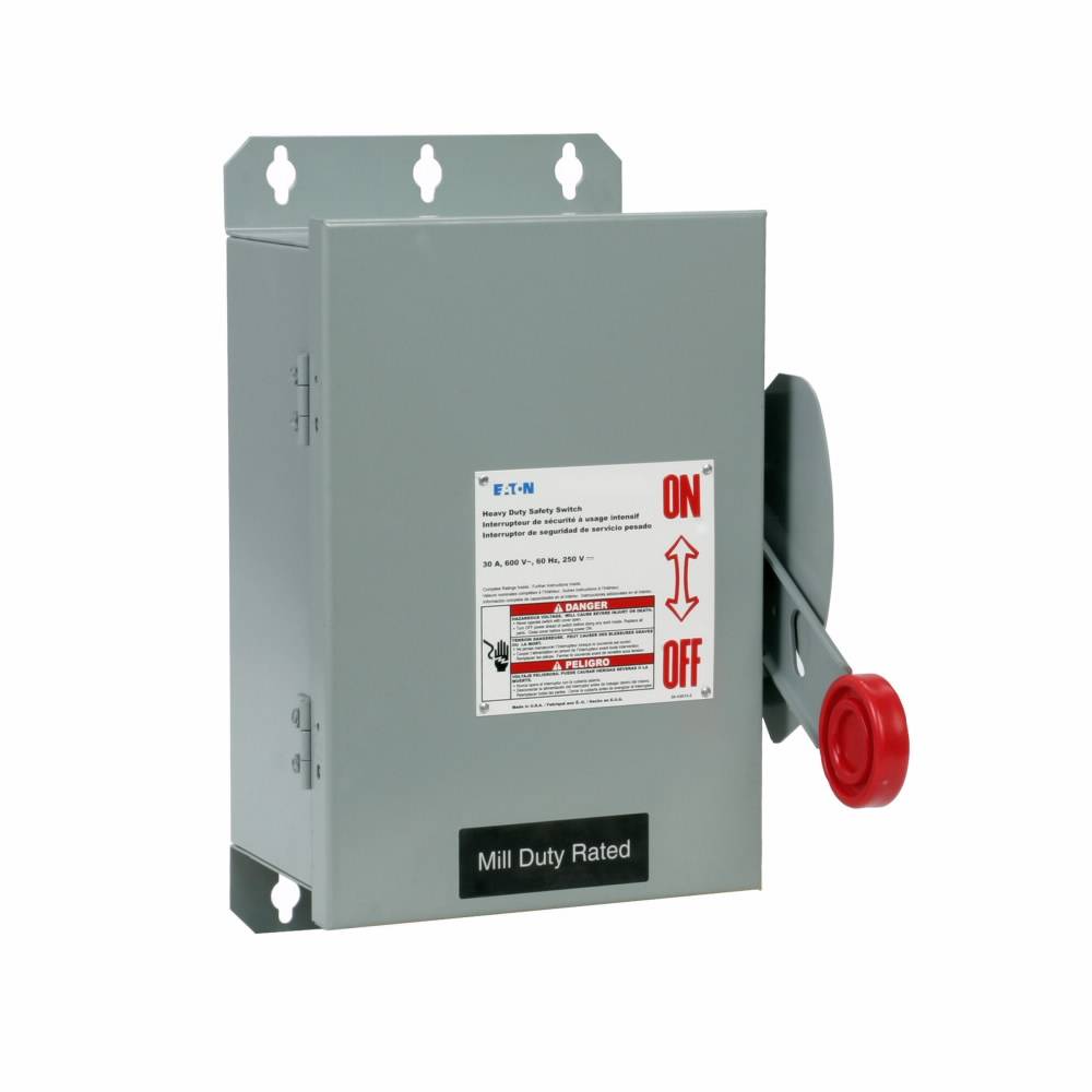 EATON DH361UDK-GCL Heavy Duty Non-Fusible Single Throw Safety Switch, 600 VAC, 30 A, 3 Poles