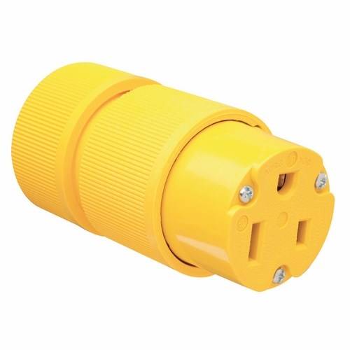 Pass & Seymour® D0653 Gator Grip Straight Blade Connector, 250 VAC, 50 A, 2 Poles, 3 Wires, Yellow