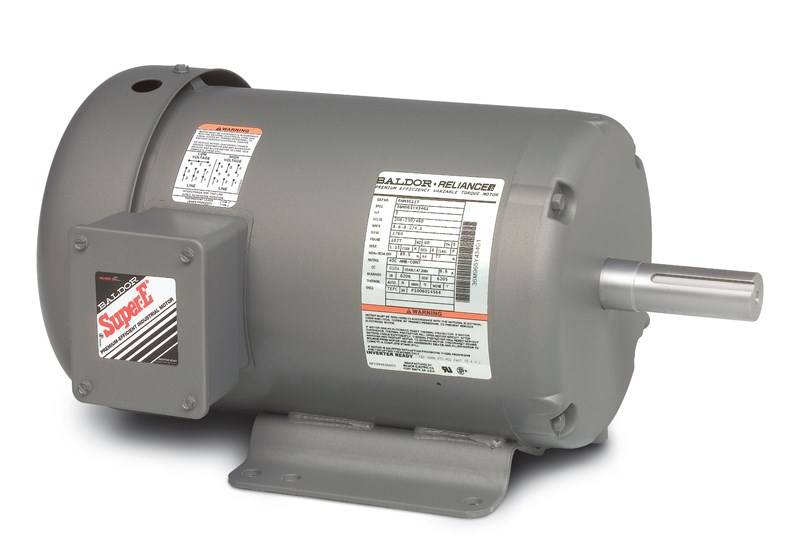 Baldor-Reliance Super-E® EHM3714T AC Motor, Totally Enclosed Fan Cooled Enclosure, 10 hp, 208/230/460 VAC, 60 Hz, 215T Frame, 1770 rpm Speed, F1 Foot Mount
