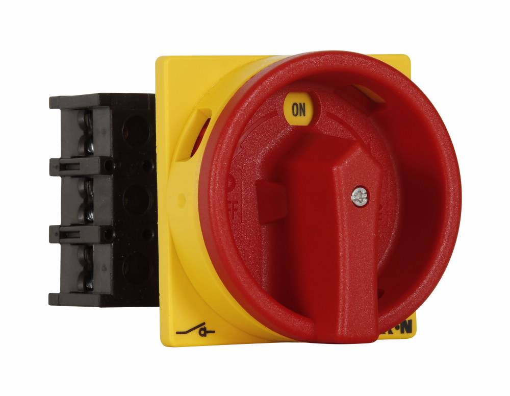 EATON P1-25/EA/SVB-SW/HI11 Circuit Interrupter Rotary Disconnect Switch With Black Rotary Handle and Locking Ring, 600/690 VAC, 25 A, 15 hp, 1NC-1NO Contact, 3 Poles