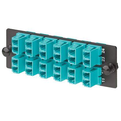 Panduit® Opticom® FAP12WAQDLCZ Type LC Duplex Front Loading Fiber Adapter Panel, (12) OM3/OM4 Multi-Mode Fiber